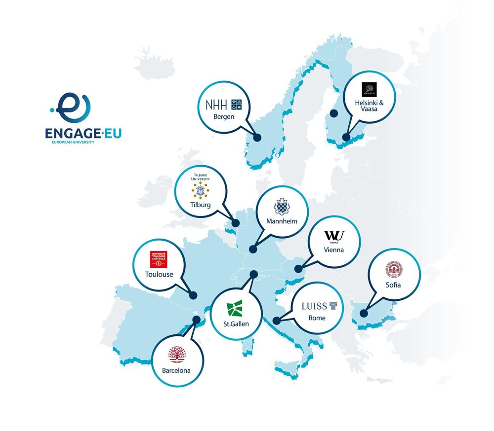 Carte des 10 universités membres d'ENGAGE.EU