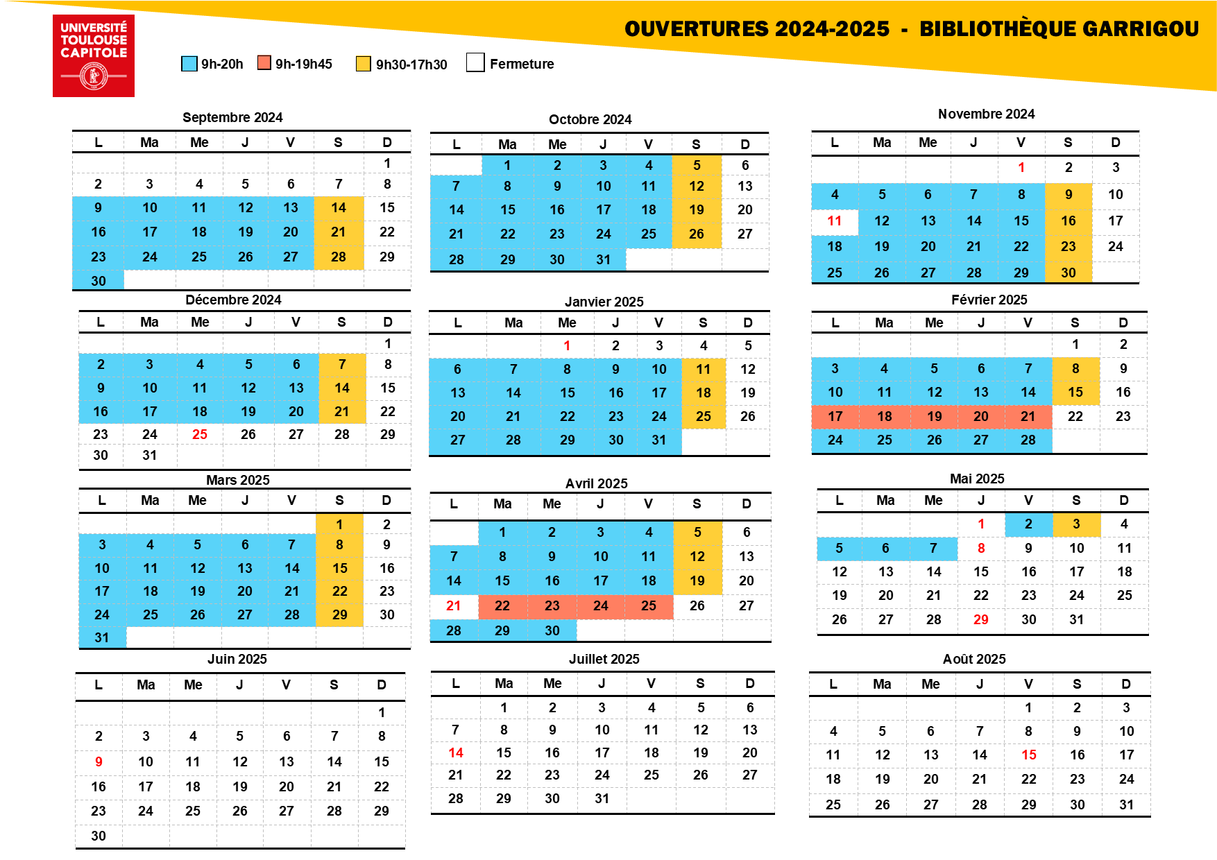 Horaires Garrigou 2024-2025
