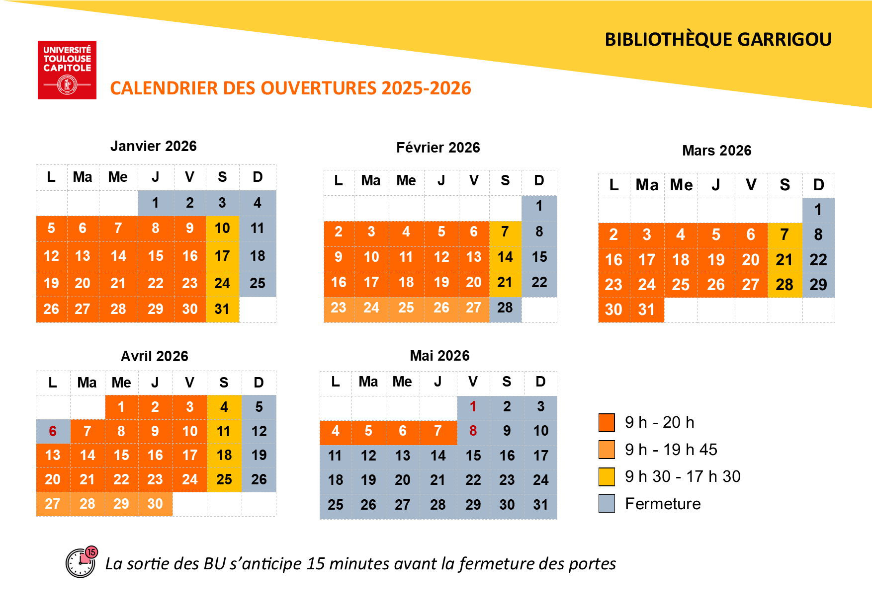 Horaires Garrigou S2 2026