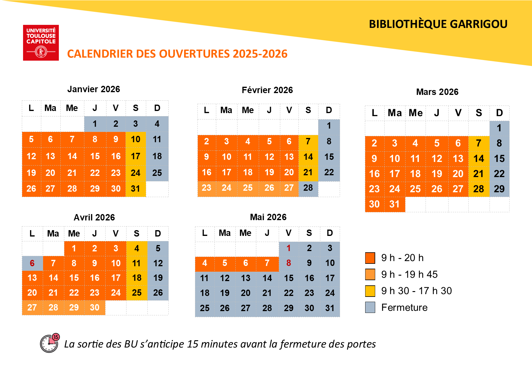 Horaires Garrigou S2 2026