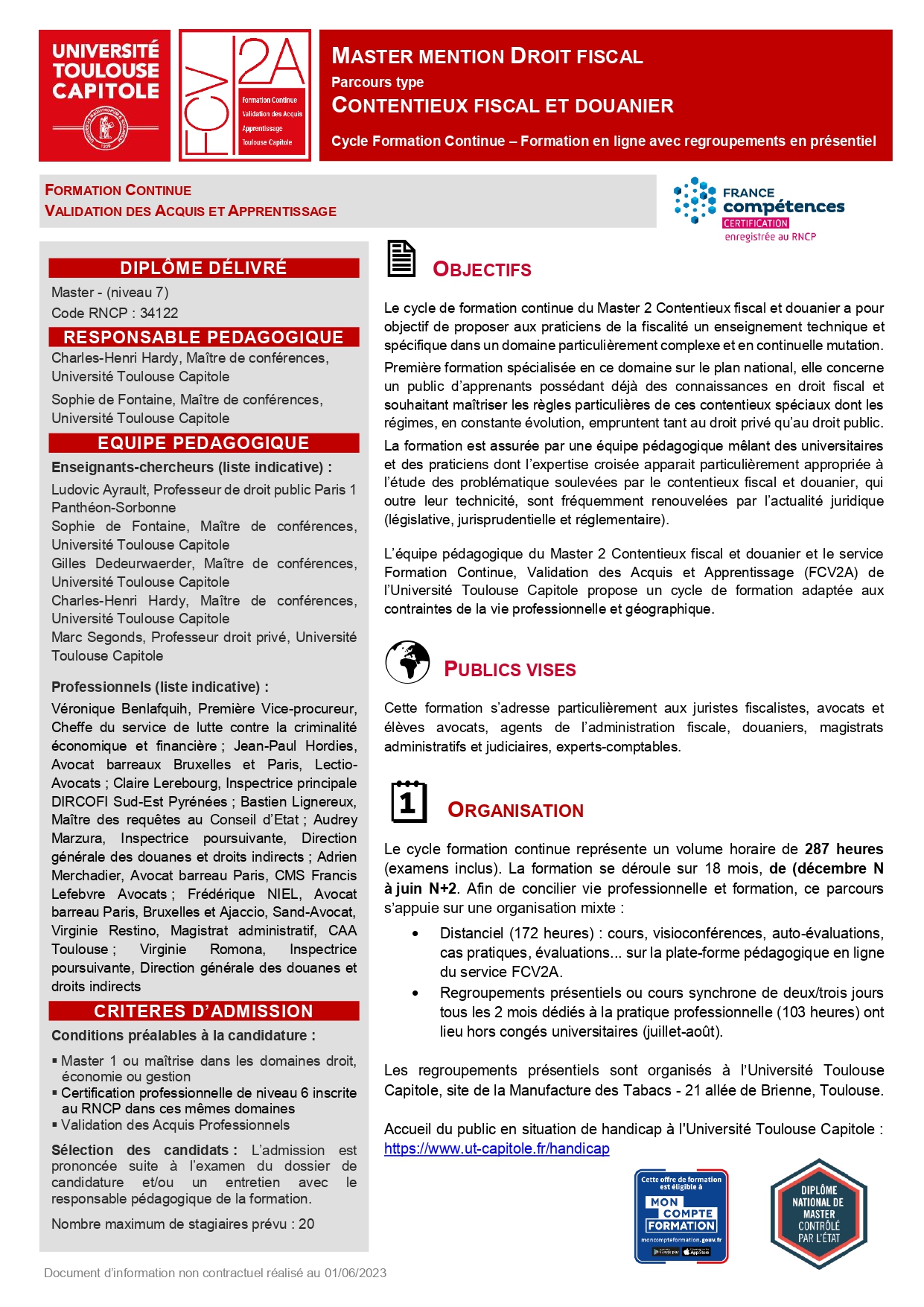 M2 Contentieux fiscal et douanier