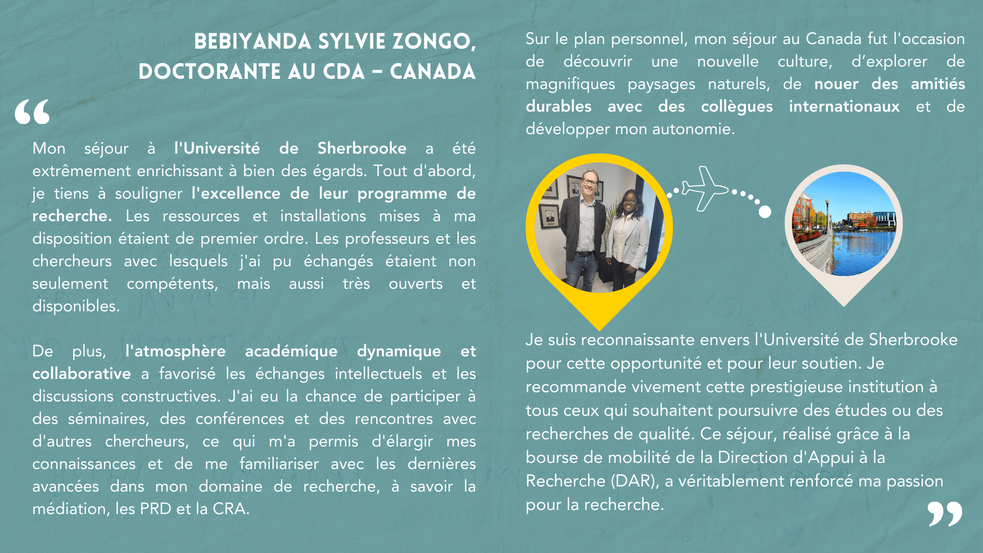Le témoignage de Bebiyanda Sylvie Zongo, doctorante au CDA