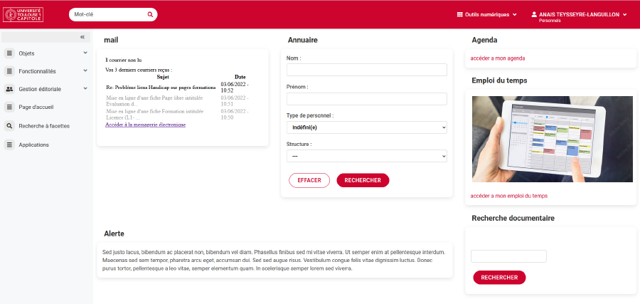 Visuel Nouvel intranet interface