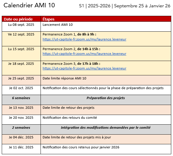Calendrier AMI 10